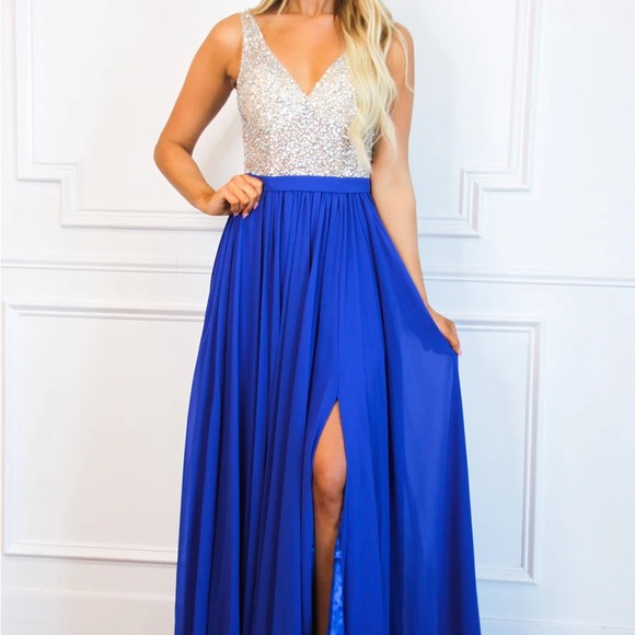 Bella Bloom Royal Blue and Sparkle gown - Picture 1 of 2